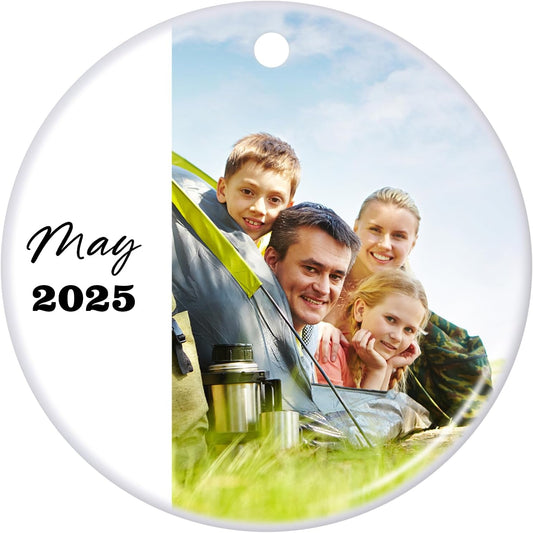Personalized Christmas Ornaments 2025 Ceramic Custom Photo Text Christmas Ornament Customized Photo Ornament Christmas Tree Decorations Gift for Family Kids Friends Couples Wedding