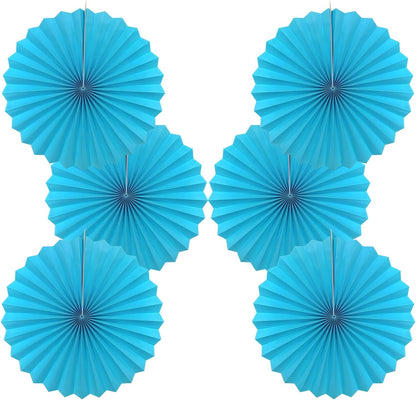 BARTHEW Blue Hanging Paper Fans,Blueaccessories Paper Decorations for Party,Blue Harmony Classroom Decorations,Party Decorations for Boys 16in Hanging Paper Fans 30 Color DIY Set (Sky Blue)