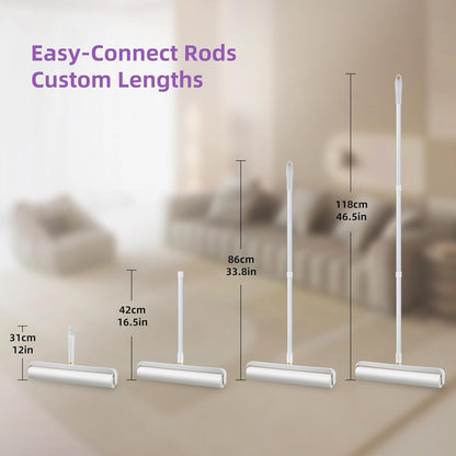 14.17" Extra-Wide Lint Roller Kit with 5 Refills & Dust Cover | Reusable Pet Hair Remover for Furniture, Car, Clothes | Extendable Handle (100 Sheets/Roll) (5)