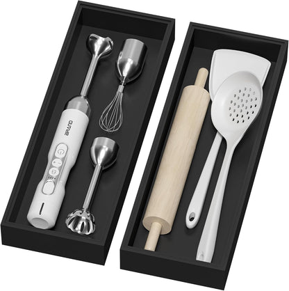 Bamboo Drawer Organizer, Extra Large Silverware Organizer for Kitchen Drawer, Stackable Utensil Organizer, 2 Pcs Toilet Tank Topper Tray, Wooden Toilet Paper Basket (Black, 17 X 6 X 2 Inch)