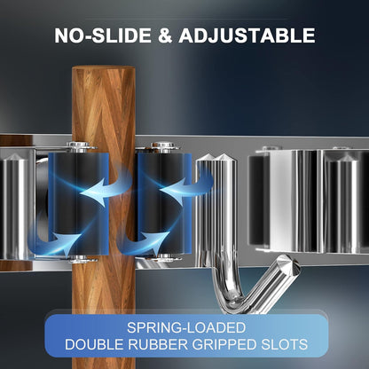 ZONGOOL Mop Broom Holder Wall Mount, Broom Organizer Mop and Broom Storage Tool Racks Stainless Steel Wall Hanger for Home Kitchen Garden Laundry Garage (3 Racks with 4 Hooks, Silver)