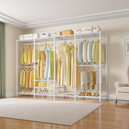 VIPEK V40 Plus Extra Large Clothes Rack Heavy Duty Clothing Rack for Hanging Clothes, Multi-Functional Closet Organizer System Freestanding Wardrobe Closet for Bedroom, Max Load 1300lbs, White