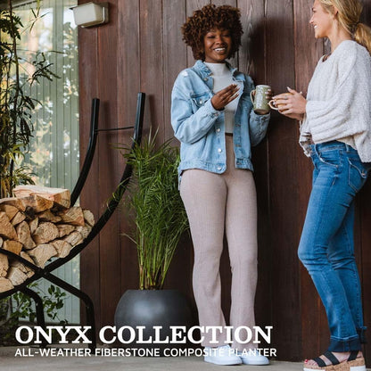 Ash & Ember Onyx 16" D Ceramic Indoor Outdoor Round Sphere Planter, Charcoal, Home Décor Evergreen Weather Resistant Modern Planter Pot, Seamless Herb & Seasonal Flower Garden Box