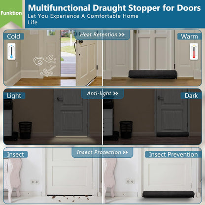 Anze Door Draft Stopper 32 inch Weighted Triangle Draft Stopper Door Air Noise Sound Blocker Warm in Winter and Cool in Summer, Black