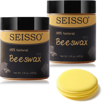SEISSO Beeswax Furniture Polish, Natural Wood Seasoning Beeswax Furniture Cleaner for Wood Floors, Tables, Chairs and Cabinets