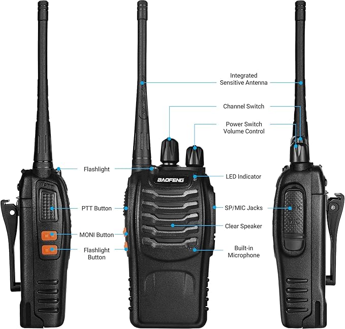Baofeng Walkie Talkies bf-888s Professional Two-Way Radios Rechargeable Interphone Long Range UHF Communicator for Adults Handheld 5 Pack Walky Talky Set with Earpiece,Li-ion Battery and Charger