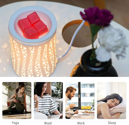 PALANCHY Wax Melt Warmer Ceramic Oil Burner Electric Candle Wax Warmer Burner Melter Fragrance Warmer for Home Office Bedroom Aromatherapy Gift & Decor 2 Bulbs Included Gift Box Packaged