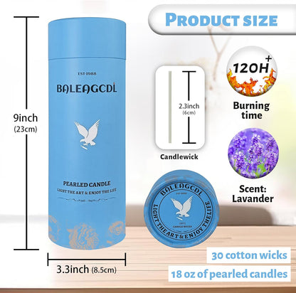 Lavender Scented Purple Pearled Candle 18oz Luxury Sand Candle Granulated Wax - 30 Cotton Wicks - Wax for Candle Making Decorative Candles Smooth and Clean Burning Lasts up to 120 Hours