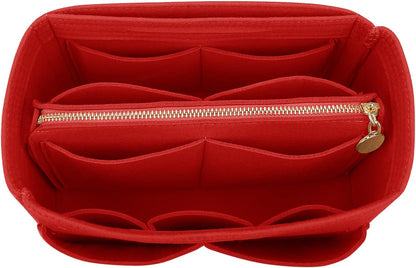 LEXSION Felt Purse Bag Organizer Insert with zipper Bag Tote Shaper Fit Speedy Neverful PM MM