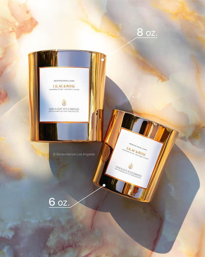Benevolence LA Lilac & Rose Wood Wick Candles | Soy Scented Candles for Home | Gifts for Women and Men | Home Fragrance | Aromatherapy | Shelf Decor, Bathroom Freshener | 8oz, 45 Hour Burn