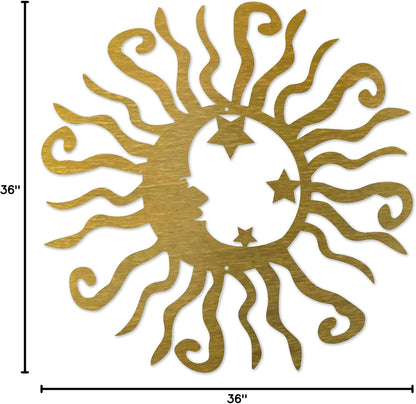 Riverside Designs Wacky Solar Moon Metal Wall Art Steel Outdoor Decor | Heavy-Duty and Waterproof | Made in USA (Gold, 36L x 36W)