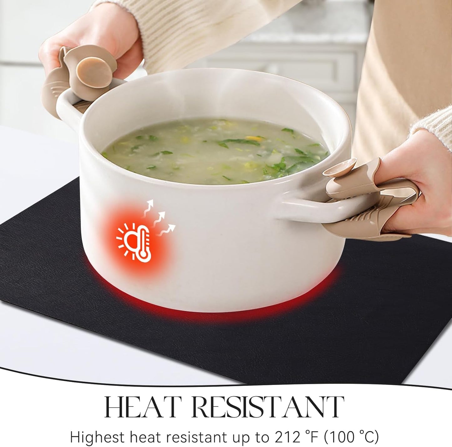 MOSAYT Vinyl Placemats Set of 8-12 X 17 Inch - Faux Leather 100% Waterproof Oil-Proof Wipeable PU Place Mats, Heat Resistant Reversible Table Mats for Kitchen, Dining, Outdoor (Black)