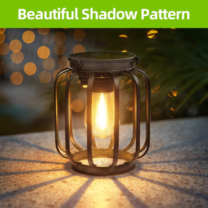 Solar Hanging Lanterns Outdoor Waterproof: 4 Pack Metal Solar-Powered Lights with Hook, Bright Warm Lantern Decor for Outside, Classic Outdoor Lighting for Yard Garden Patio Porch Balcony Decorations