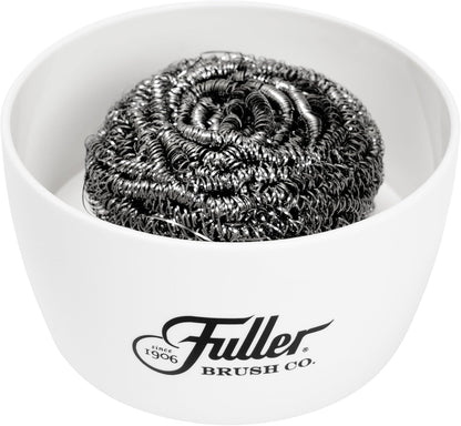 Fuller Brush Handy Holder with Drain Rack – Small Sink Caddy for Organizing Cleaning Sponges & Tools – Removable Drain Tray, Dishwasher Safe – White