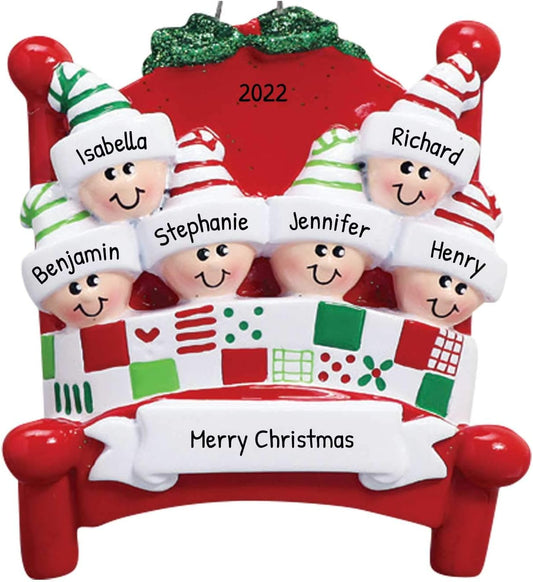 Bedtime Family of 6 Ornament 2025 Personalized Family Christmas Ornaments 2025 | Tucked in Together Holiday Keepsake Personalized Tree Ornaments for Grandchildren Siblings & Grandkids of Six Ornament