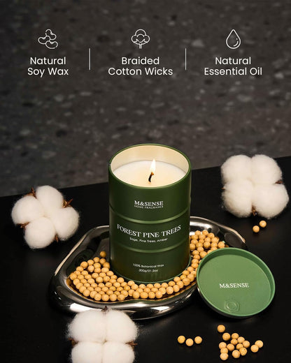M&SENSE Frosted Pine Scented Candles Natural Non Toxic, Aromatherapy Candle for Stress Relief Meditation Relaxing, Housewarming Gifts for Women Men, 11.3oz 70 Hour Long Burning