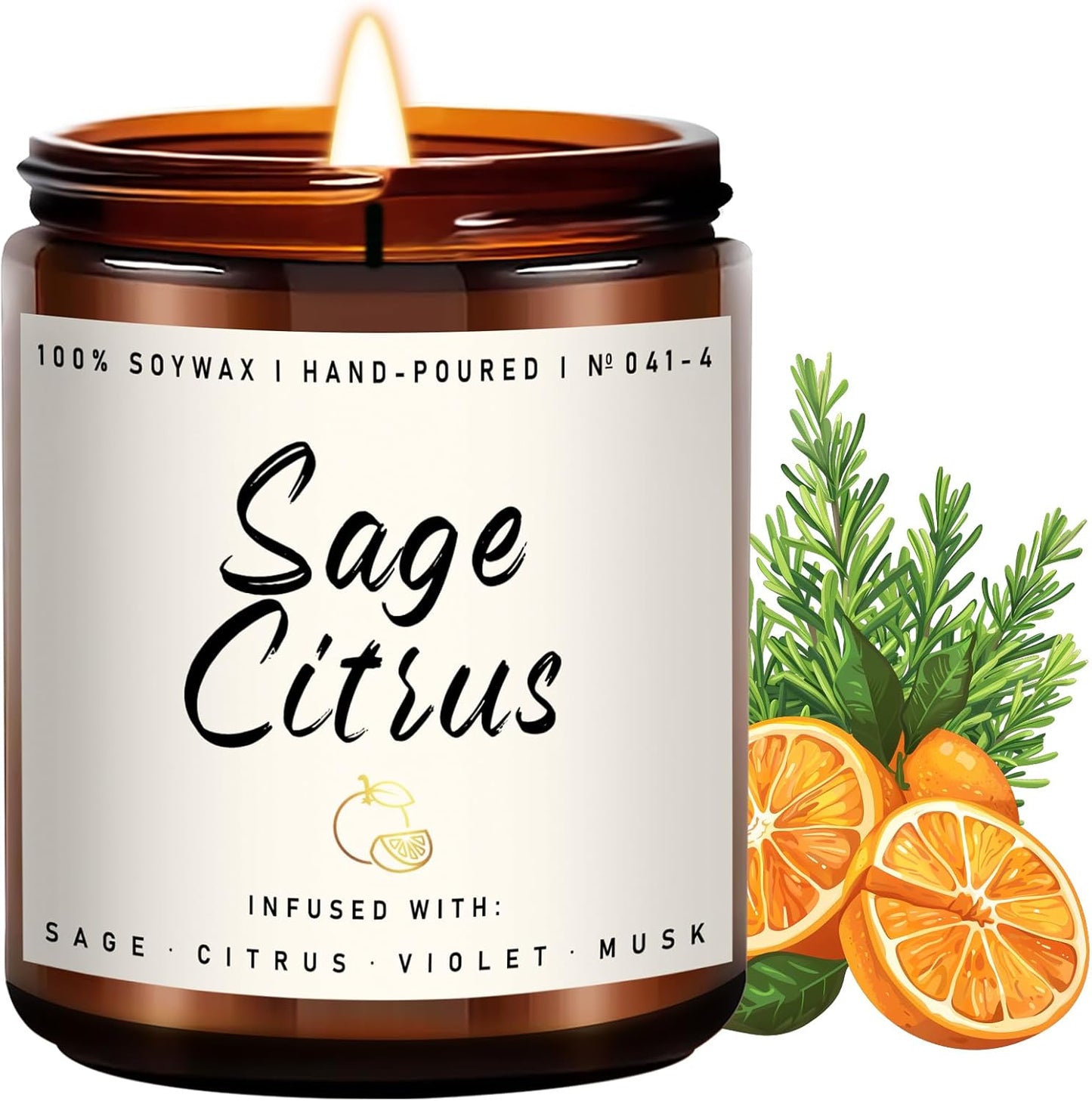 Auelife Scented Candle for Home | Sage Citrus Candle | Aromatherapy Candles - Soy Candles for Home Scented, Gifts for Women Men, Citrus Fragrance -7oz, Single Wick Made with Soy Wax