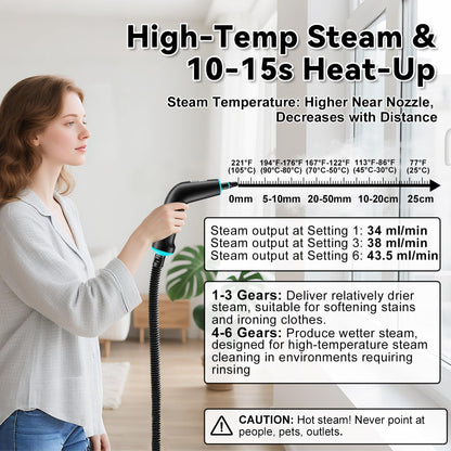 Steam Cleaner for Home, 2500W Portable Handheld Steamer for Cleaning, Large Capacity Tank Pressurized Steam Cleaning Machine for Car, Bathroom, Kitchen, Furniture, Grout, Floor, Tile
