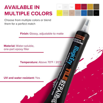 MagicEzy Tile RepairEzy Tile Repair Kit (Honey Beige/White) - Crack and Chip Repair for Floor and Wall Tiles Fast - Porcelain and Ceramic Tile Repair Kit