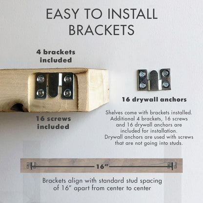 Urban Legacy Reclaimed Barnwood Planks | Floating Shelves for Wall w/Flush Mount Shelf Bracket Set Included | Set of 2 (Coffee Bean, 30"x7"x 2")