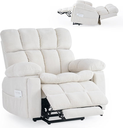 Dual Motor Power Lift Recliner Chair for Elderly,Electric Lift Chair with Adjustable Headrest, Heat and Massage,Lay Flat Recliner with Storage, Cup Holders,USB Ports,Type C,Zero Gravity, Beige