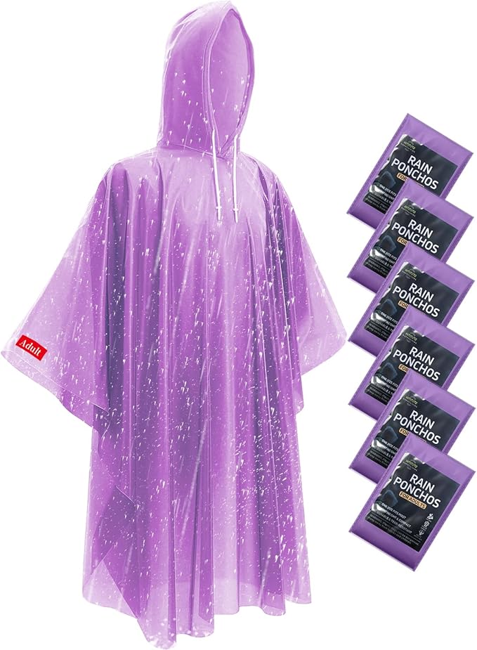Hitituto Rain Ponchos for Adults - Extra Long Emergency Poncho with Hood, 6/12/24 Family Pack Raincoat, Home Survival Kits