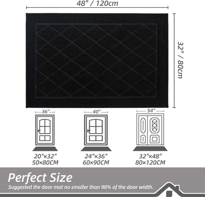 BEQHAUSE Dirt Trapper Door Mat 32" x 48", Doormat Non-Slip Entryway Rugs Washable, Dog Door Mat Stain Resistant and Absorbent Welcome Floor Mat for Front Back Door, Muddy Wet Shoes & Paws, Black