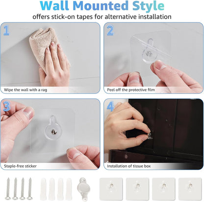 Paper Towel Dispenser Wall Mount, Multifold Paper Towel Holder Adhesive Hand Towel Dispenser for Bathroom Kitchen Commercial, Black