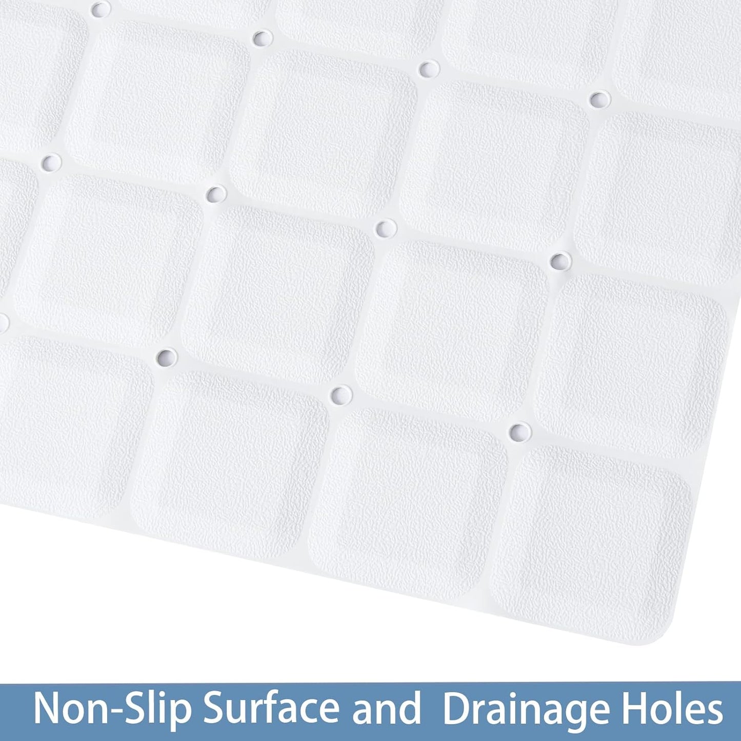 Foldable Silicone Bathtub Mat: Jumbo Size Heavy Duty Safety Bath Mat for Tub Without Suction Cups Non Slip Bath & Shower Mat for Textured, Reglazed, Refinished Tub (White, 35.8 x 17.7)