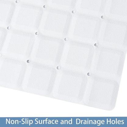 Foldable Silicone Bathtub Mat: Jumbo Size Heavy Duty Safety Bath Mat for Tub Without Suction Cups Non Slip Bath & Shower Mat for Textured, Reglazed, Refinished Tub (White, 35.8 x 17.7)