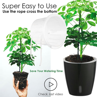 Self-Watering Pots for Indoor Plants, 6-Pack 6.7'' Self Watering Planter with Drainage Holes, Small African Violet Pots with Water Indicator, Clear Wick Pot, Black