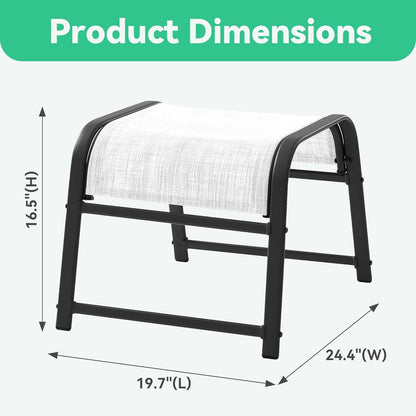 JEAREY All-Weather Outdoor Footstools Patio Ottoman Footrest Set of 2, Ergonomically Designed for Garden, Deck, Yard & Poolside - White