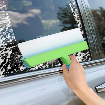 Recyclable Silicone Window Squeegee Kit, Aqua Blade Window Squeegee Kit, Glass Cleaning Tools with Silicone Squeegee and Glass Microfiber Cleaning Cloth for Glass Doors, Showers and Home, Blue