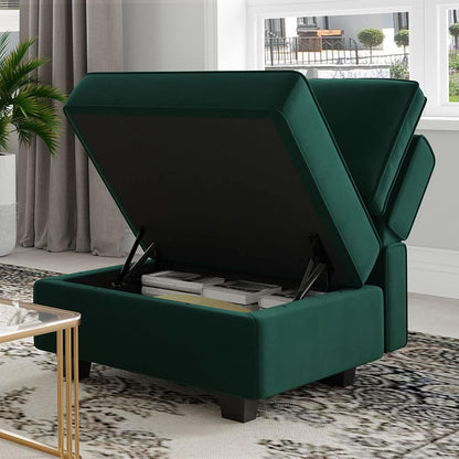 Belffin Modular Sofa Middle Module with Storage for Modular Sectional Sofa Couch Velvet Accent Armless Chair Green