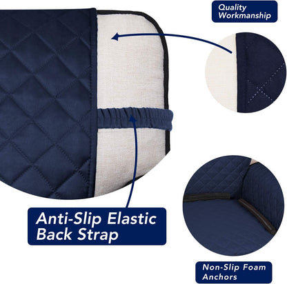 PureFit Reversible Quilted Sofa Cover, Water Resistant Slipcover Furniture Protector, Washable Couch Cover with Non Slip and Elastic Straps for Kids, Pets (Oversized Sofa, Navy/Ivory)