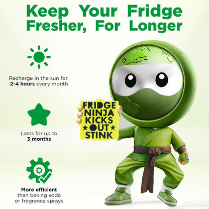 Fridge Ninja Compact Fridge Deodorizer (2 Pack) - More Effective Than Baking Soda - Compact Size Refrigerator Deodorizer Made of Activated Carbon