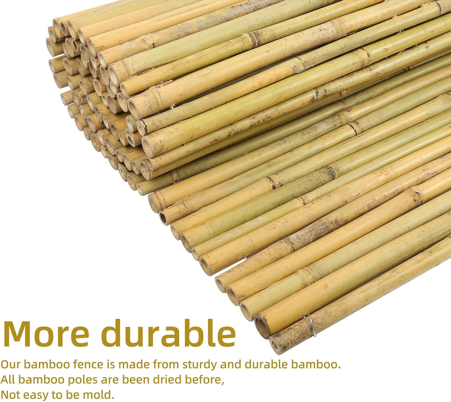 Natural Bamboo Fence, 6 feet x 8 feet Bamboo Fencing Screen for Garden, Rolled Privacy Fence Screen for Indoor or Outdoor (1.8m x 2.4m Approx)