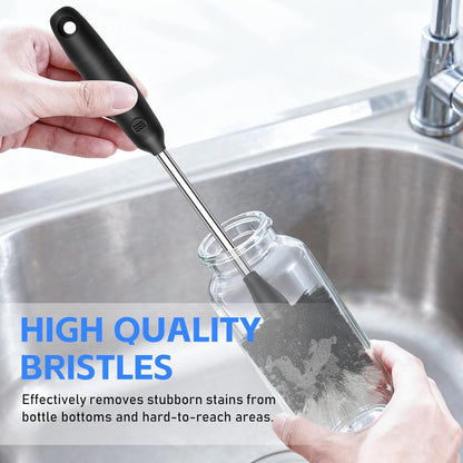 SetSail Bottle Brush of 3 Pack, 13-in Long Stainless Steel Handle Water Bottle Cleaner Brush Non-Slip Grip Bottle Brushes for Cleaning Water Bottles Sport Bottles Coffee Mugs Glasswares Cups, Black