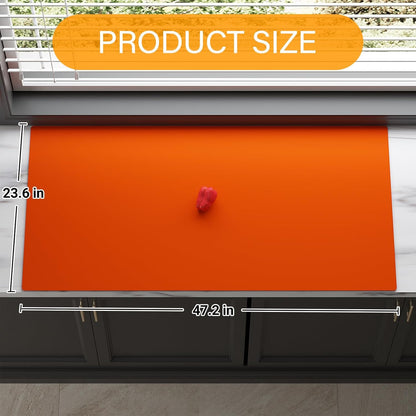 Quality Silicone Table Mat 47x24 Inch - High Heat Resistant (Lab Tested 482°F), Non-Slip Oil-Resistant Surface for Baking & DIY | Waterproof & Easy Clean (Orange)