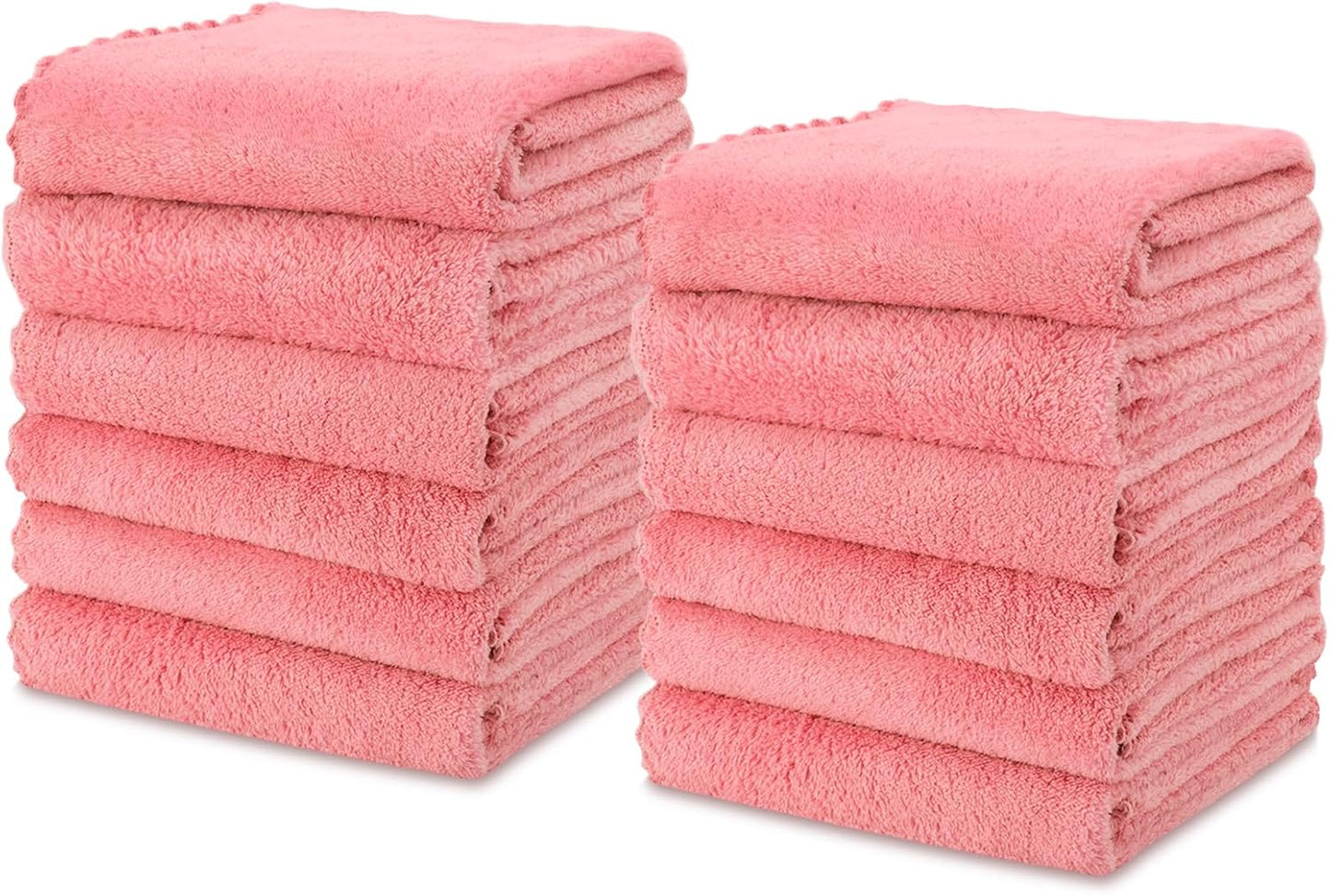 kimteny Kitchen Cloth Dish Towels, 13x28 Inches Premium Dishcloths, Super Absorbent Coral Velvet Microfiber Cleaning Cloths, Fast Drying Rags for Washing Dishes (13x28-12 Pack, Pink)
