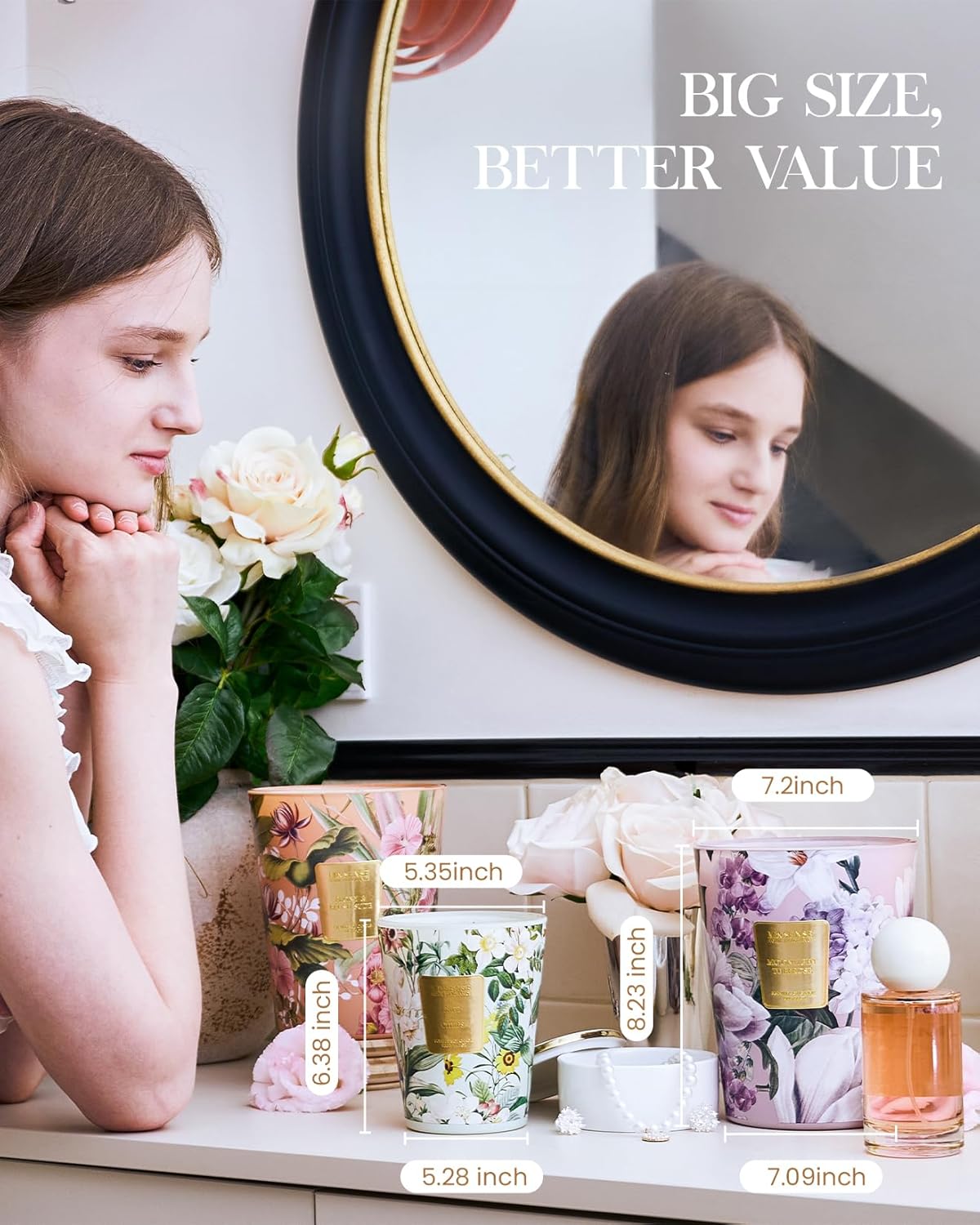 M&SENSE Extra Large Candle Orange Goji Scented, 3-Wick 35oz 150H Long Lasting, Natural Soy Wax Aromatherapy Candle for Stress Relief, Home Fragrance Housewarming Gifts Candle for Home Decor