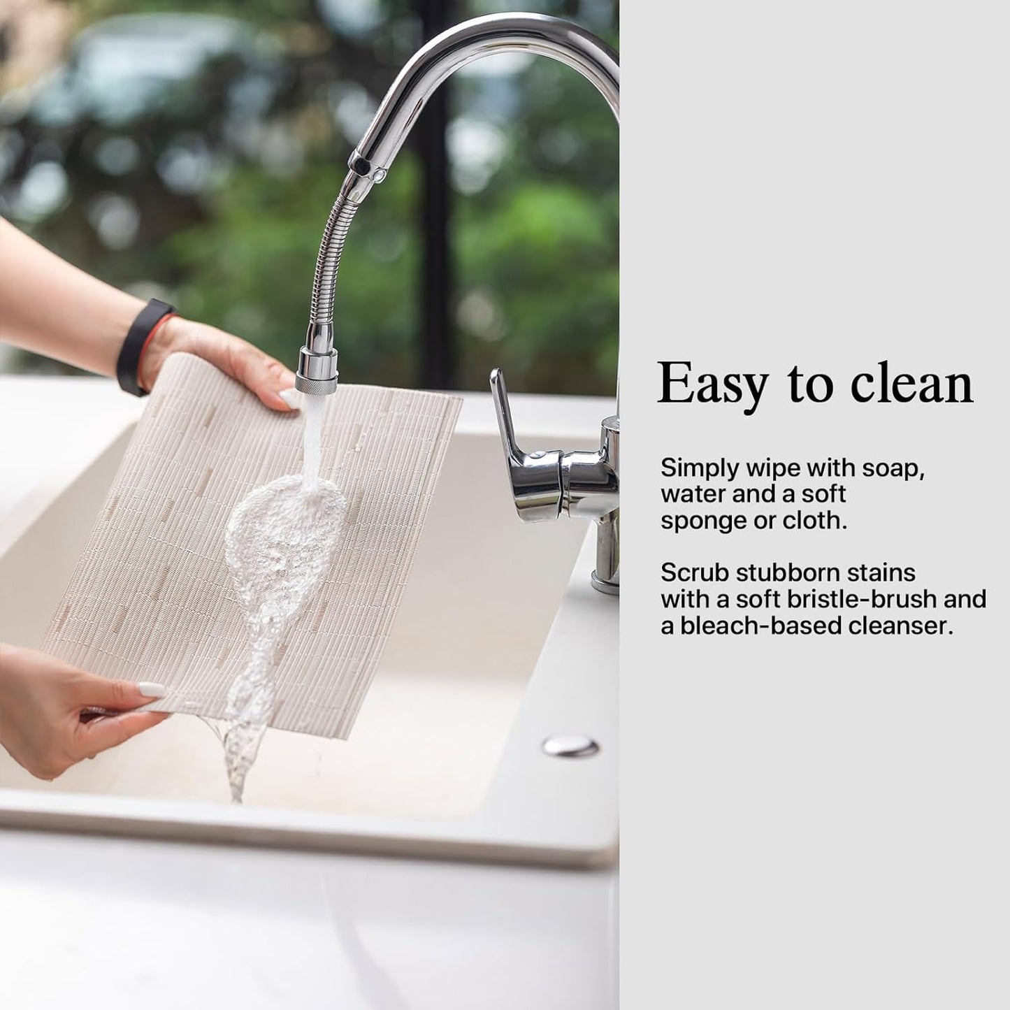 Placemats Set of 8 - Easy Clean Woven Vinyl Placemats for Dining Table, Indoor/Outdoor Place Mats, Washable PVC Table Mats （Pale Beige）