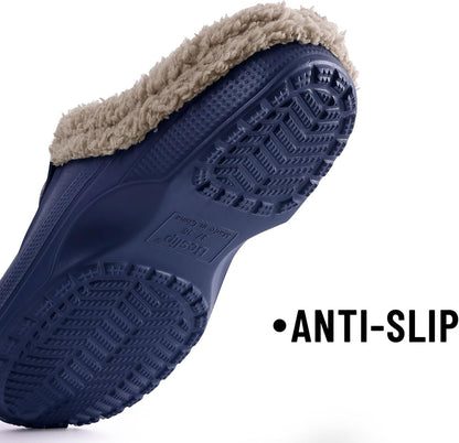 Beslip Classic Fur Lined Clogs Waterproof Winter Fuzzy Slippers for Women Men Indoor and Outdoor