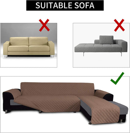 Easy-Going Sofa Slipcover L Shape Sofa Cover Sectional Couch Cover Chaise Slip Cover Furniture Protector Cover for Pets Kids Children Dog Cat (Large,Brown/Brown)