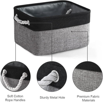 TheWarmHome Storage Basket for Organizing - 1 Pack 14x10x6.7 inch Collapsible Storage Bins for Shelves, Dog Toy Bin for Closet Organizer laundry Gift Cloth Nursery (Grey & Black)