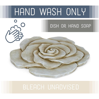 NAT & Jules Rose Flower Shaped Dimensional Indoor Outdoor 12 inch Cast Resin Decorative Garden Stepping Stone, Patio, Walkway Sculpture Yard Art, Stone Grey