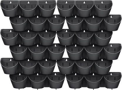 Worth Garden Upgraded 12 Sets (36-Pocket) Self Watering Stackable Vertical Planters - Wall Mounted Plastic Plant Grow Pots fr Strawberries Flowers Herbs - Indoor Outdoor Green Wall Decoration (Black)