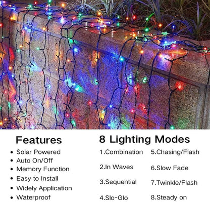 Joomer Solar Christmas Lights Outdoor, 105FT 300 LED 8 Modes Solar String Lights Waterproof Fairy Tree Lights for Garden Yard Patio Christmas Decoration (Multicolor)
