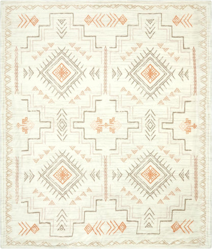 Lahome Trible Printed Blanket Aztec Beige Throw Blanket for Couch Soft Cozy Flannel Fluffy Throw Blanket Fuzzy Retro Throw Blankets for Bed Sofa, Ivory 50''x60''