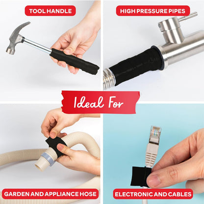 XFasten Self-fusing Silicone Tape Pro, Black, 1.5-Inch x 15-Feet, 30mils Weatherproof Silicone Rubber Sealing Tape for Outdoor Coax, Electrical Cable, Radiator Hose, Pipe Leaks and Emergency Repairs